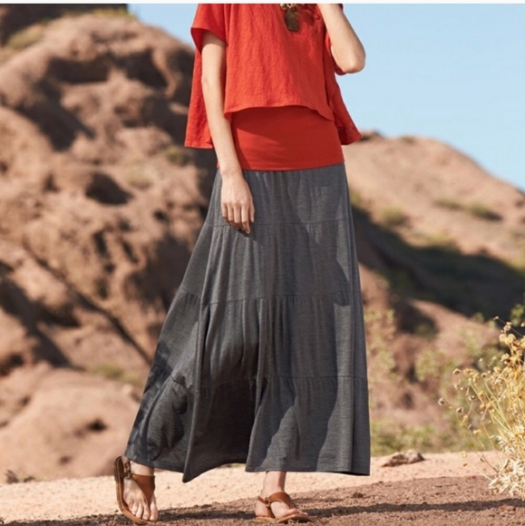 Eileen Fisher Silk Blend Lined Tiered 